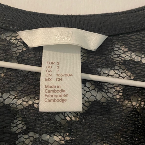 H & M dark grey v neck blouse with netting feature. - Picture 5 of 5